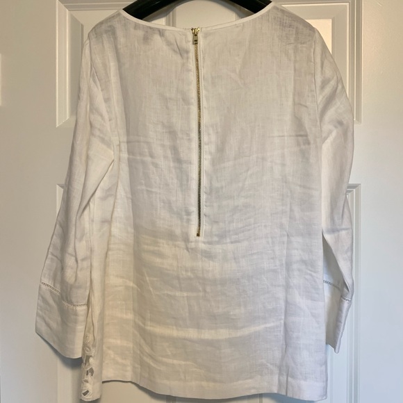 JCrew white embroidered linen top - Picture 3 of 4